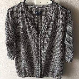 Patterned sheer blouse with front detailing